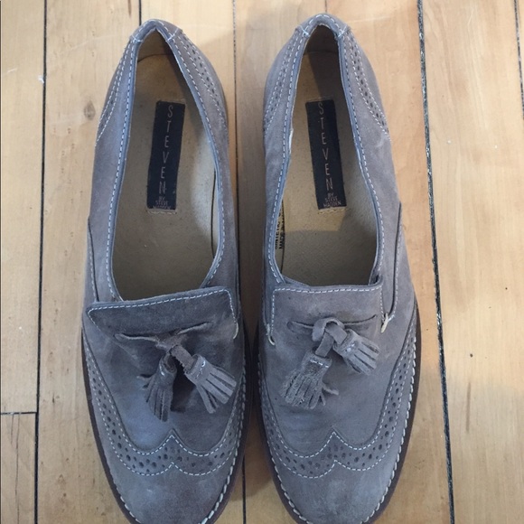 Steven By Steve Madden Shoes - Steven by Steven Madden grey leather  loafers